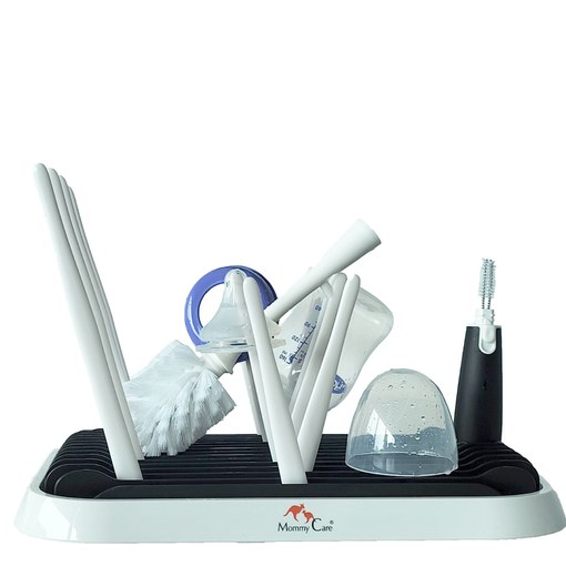 Suport de uscare biberoane, Alb cu Negru, Mommy Care