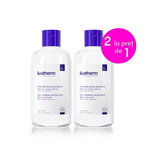 Pachet Lotiune micelara fata si ochi piele sensibila, 250 ml, Ivatherm