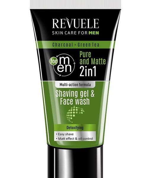 Gel de barbierit si curatare cu carbune activ si ceai verde Men Care, 180 ml, Revuele