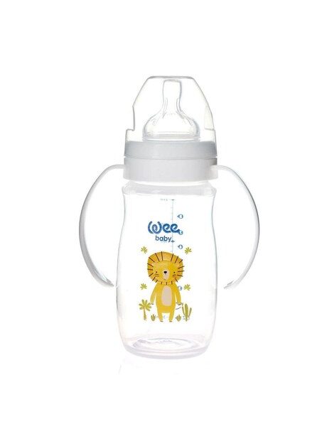Biberon din PP cu manere, 250 ml, model Safari cod 484, tetina silicon anti-colic nr. 1, Wee Baby