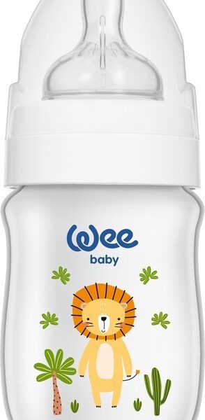 Biberon din PP cu model Safari și tetină din silicon anti-colic nr. 1, cod 959, 150 ml, Wee Baby