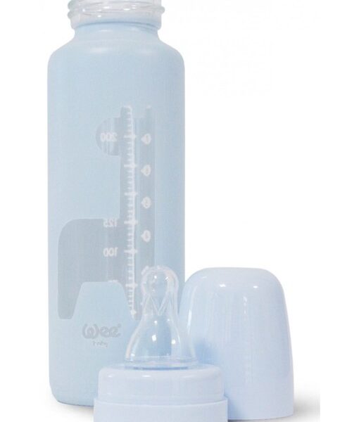 Biberon din sticla cu desen și tetina din silicon rotunda, cod 564, 250 ml, Wee Baby
