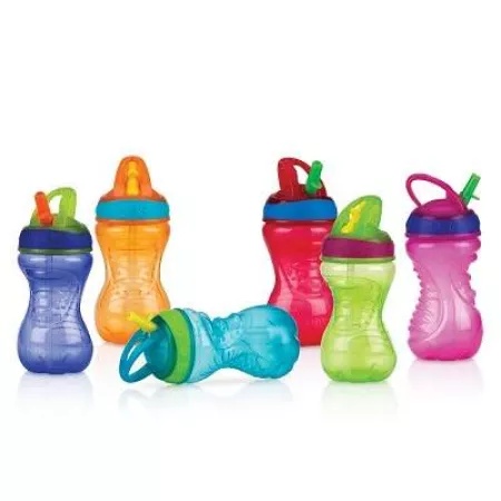 Pahar cu prindere usoara cu pai, 9 luni+, 300ml, 10023, Nuby