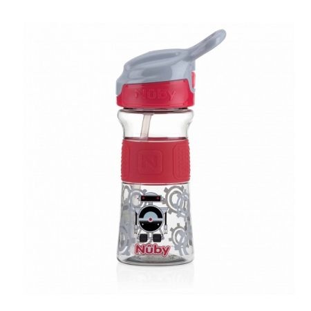 Pahar din tritan cu mustiuc din silicon si maner, 360 ml, 36 luni+, 414021 Nuby