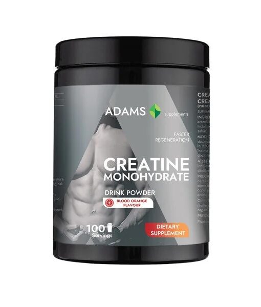 Creatina monohidrata cu aroma de portocala rosie, 450g, Adams