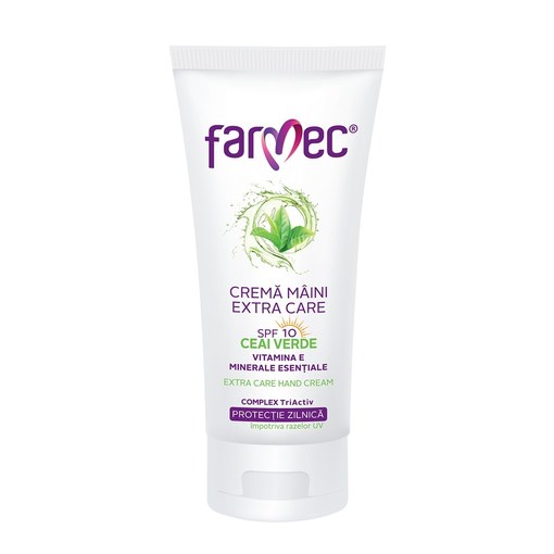 Crema de maini cu SPF 10 si ceai verde Extra Care, 100 ml, Farmec