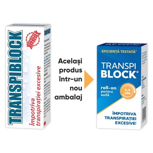Roll-on impotriva transpiratiei excesive, 50 ml, Transpiblock
