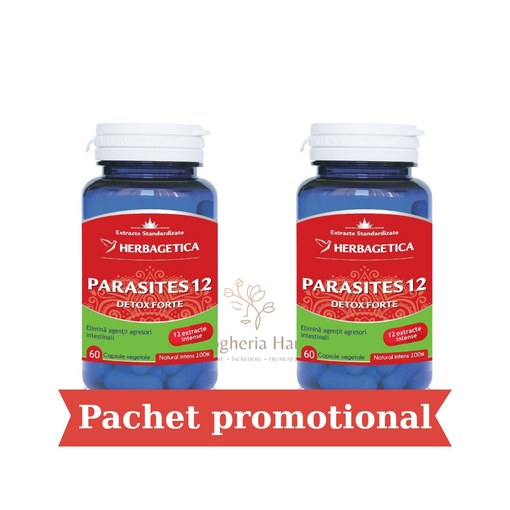 Pachet Parasites 12 Detox Forte, 2 x 60 capsule, Herbagetica