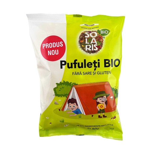 Pufuleti fara sare si fara gluten bio, 50 g, Solaris