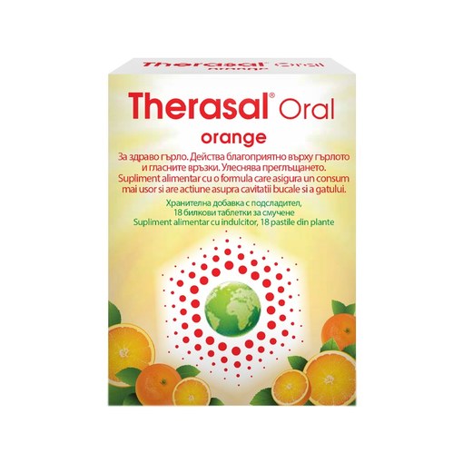 Pastile pentru supt din plante cu aroma de portocale Therasal Oral Orange, 18 pastile, Vedra
