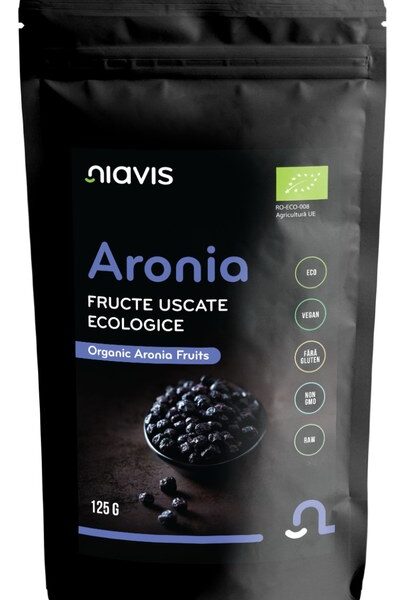 Aronia fructe uscate raw Ecologice, 125 g, Niavis