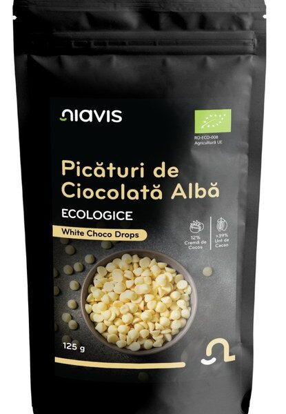 Picaturi de ciocolata alba Ecologice/BIO 125g, Niavis