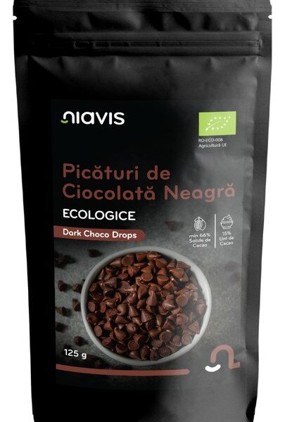 Picaturi de Ciocolata Neagra Ecologice/BIO, 125 g, Niavis