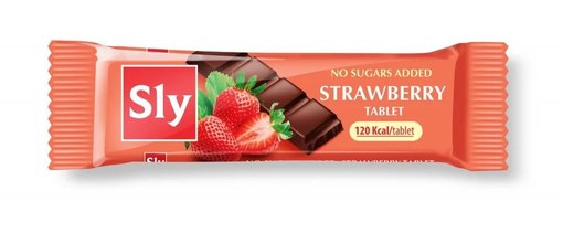 Tableta de ciocolata cu capsuni, 25 g, Sly Nutritia