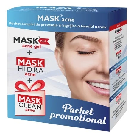 Pachet Tratament Acnee: Mask Plus Gel + Mask Hidra + Mask Clean, Meditrina