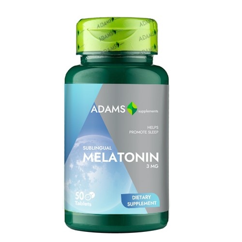 Melatonina 3mg sublingual, 50 tablete, Adams