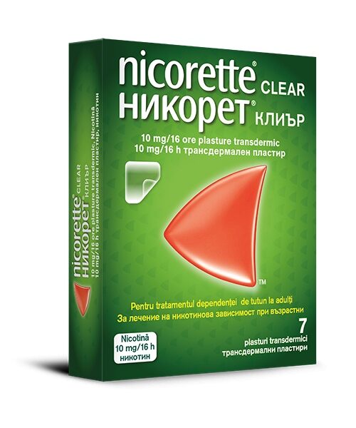 Nicorette Clear 10mg/16h plasture transdermic, 7 plasturi, Kenvue