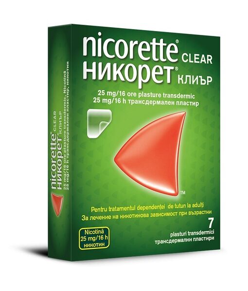Nicorette Clear 25mg/16h plasture transdermic, 7 plasturi, Kenvue