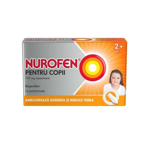 Nurofen supozitoare pentru copii +2 ani 125 mg, 10 supozitoare, Reckitt Benckiser