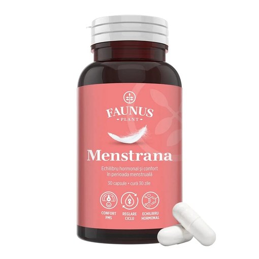 Menstrana, pentru echilibru hormonal si confort în sindromul premenstrual (PMS), 30 capsule, Faunus Plant