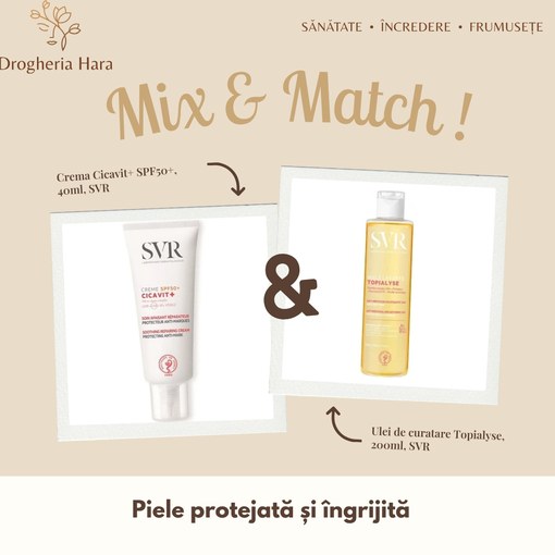 Pachet Ulei de curățare Topialyse 200 ml + Cremă Cicavit+ SPF50+ 40 ml, SVR