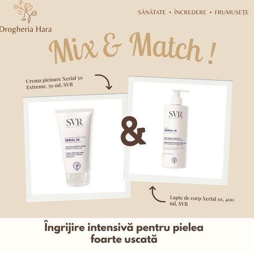Pachet Cremă picioare Xerial 50 Extreme 50 ml + Lapte de corp Xerial 10 400 ml, SVR