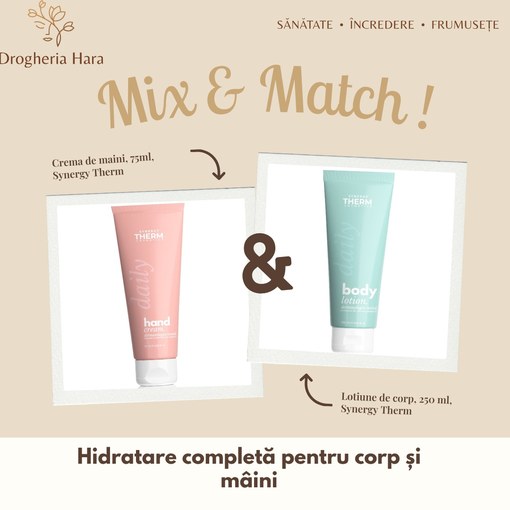 Pachet Loțiune de corp 250 ml și Cremă de mâini 75 ml, Synergy Therm