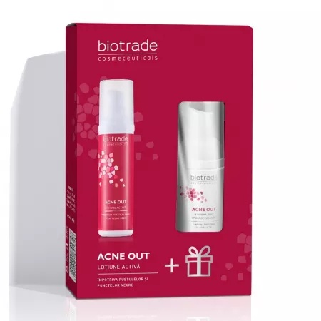Pachet Lotiune Activa Acne Out, 60ml + Gel de curatare Acne Out Oxy Wash, 50ml, Biotrade