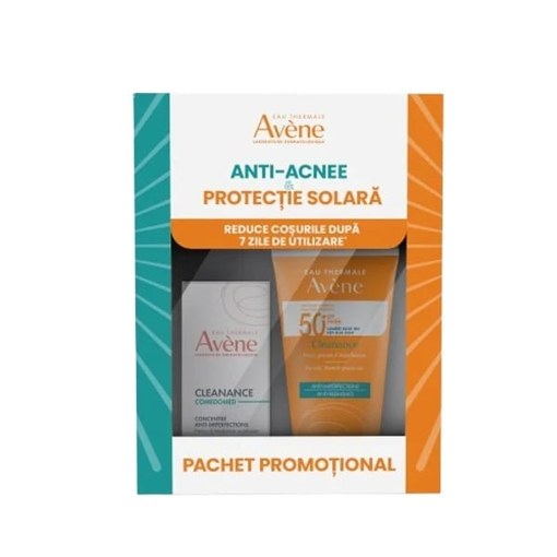 Pachet Crema de fata concentrata pentru ten acneic Cleanance Comedomed 30ml + Crema cu protectie solara SPF50+ Cleanance 50ml, Avene