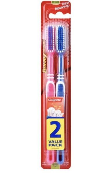 Set 2 periute de dinti, Double Action, Medium, Multicolor, Colgate