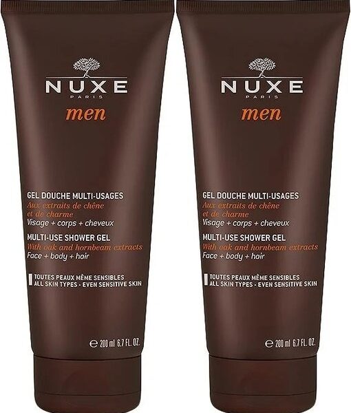 Pachet gel de dus multifunctional pentru fata, corp si par Men, 200 ml x 2 bucati, Nuxe