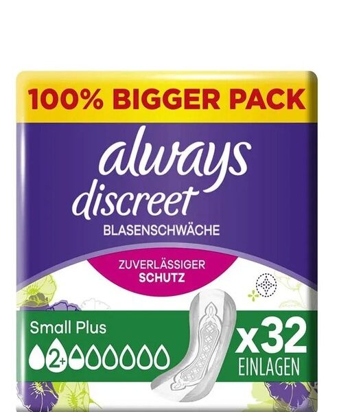 Absorbante pentru incontinenta urinara Always Discreet Small Plus, 32 bucati, P&G