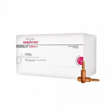 Tratament anticadere H3 Derma+, 12 fiole, 392, Gerovital