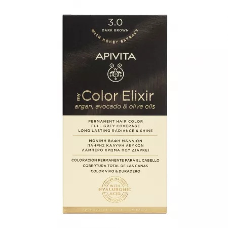 Vopsea de par My Color Elixir, Dark Brown N3.0, 155 ml, Apivita
