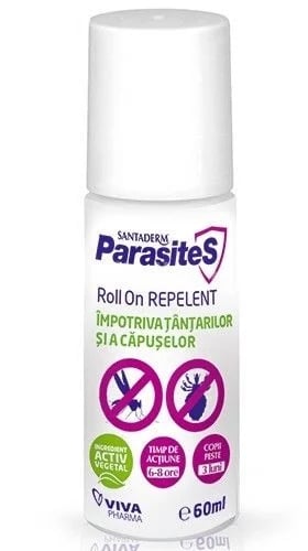 Roll-on repelent impotriva tantarilor si capuselor Parasites Santaderm, 60 ml, Viva Pharma