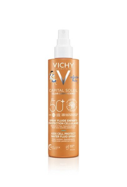Spray fluid cu protectie solara SPF 50+ pentru copii Capital Soleil Kids Cell Protect, 200 ml, Vichy