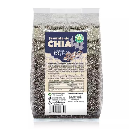 Seminte de chia, 500 g, Herbal Sana
