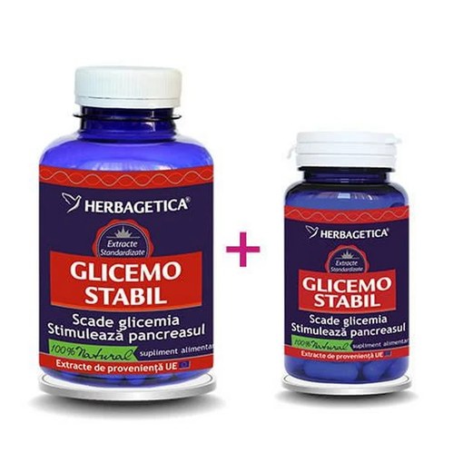 Pachet Glicemostabil, 2 x 60 capsule, Herbagetica