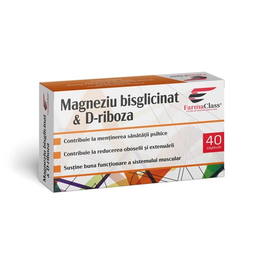 Magneziu Bisglicinat & D-Riboză, 40 capsule, Farmaclass