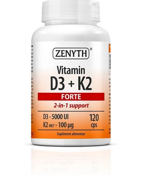Vitamin D3 + K2 Forte, 120 capsule, Zenyth