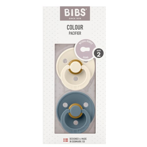 Set 2 suzete cu tetină rotundă Colour Latex, +6 luni, 120367 Ivory/Petrol, Bibs