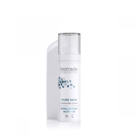 Ser hidratant cu acid hialuronic Pure Skin+B3, 30ml, Biotrade