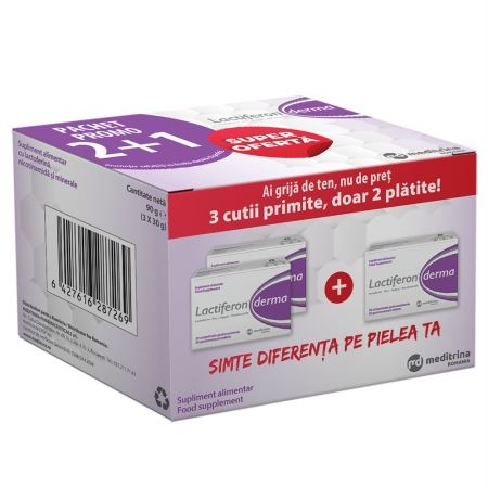 Pachet Lactiferon Derma, 3 x 30 comprimate, Meditrina Pharmaceuticals